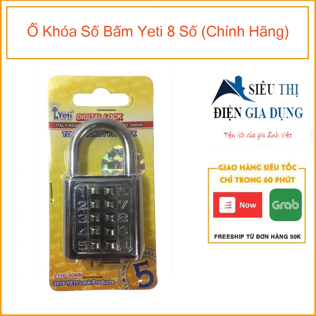 Ổ Khóa Số Bấm Yeti 8 Số (Chính Hãng) - Màu Ngẫu Nhiên