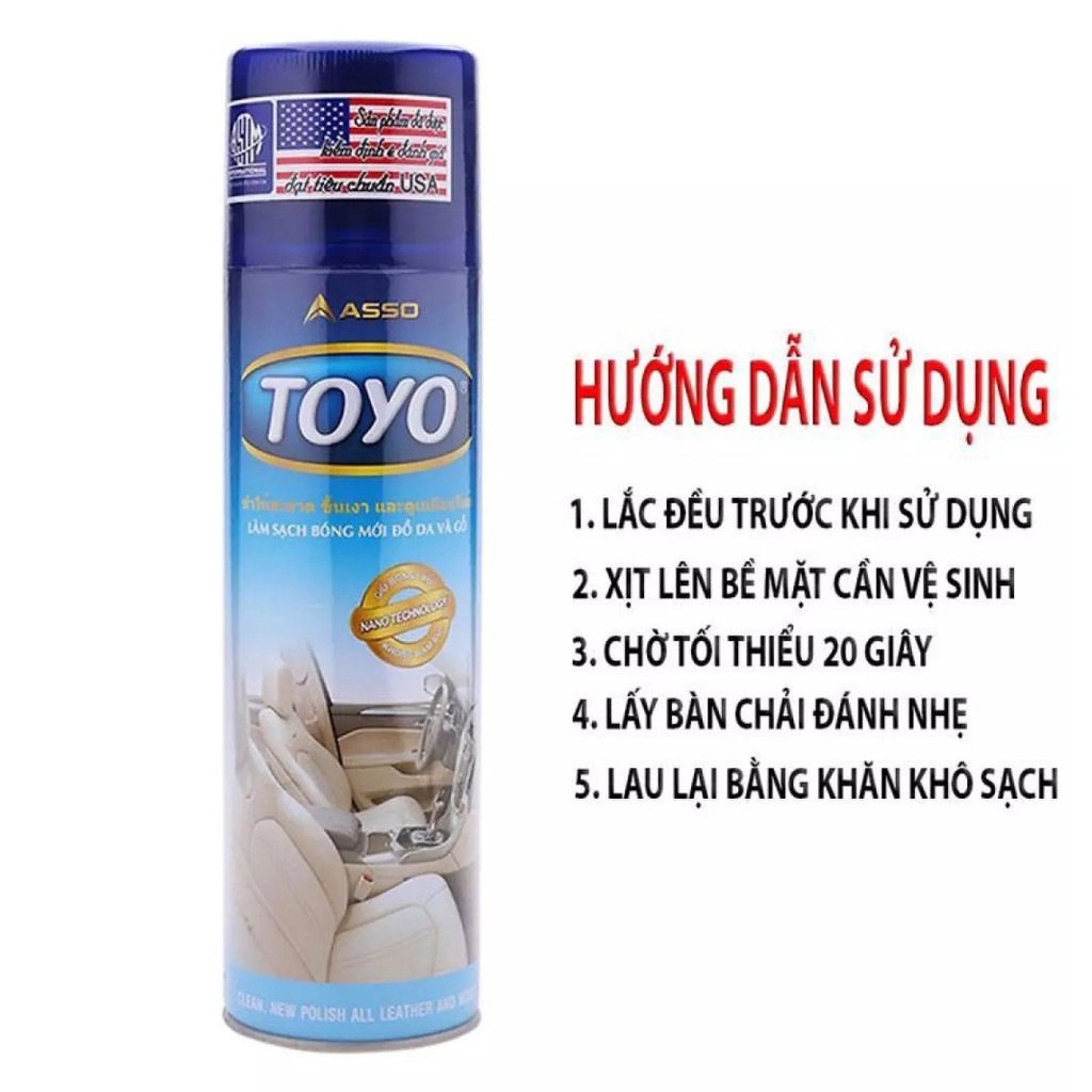 Chai xịt bóng đồ da và gỗ ASSO Toyo 500ml