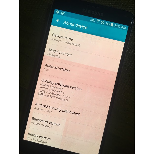 Samsung Note 4 Ram 3/32GB đen