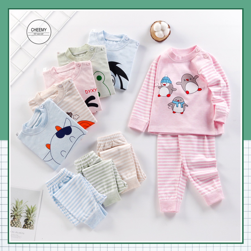 Bộ quần áo dài tay trẻ em chất cotton len hàng Quảng châu loại 1 cho bé từ 8-15 kg