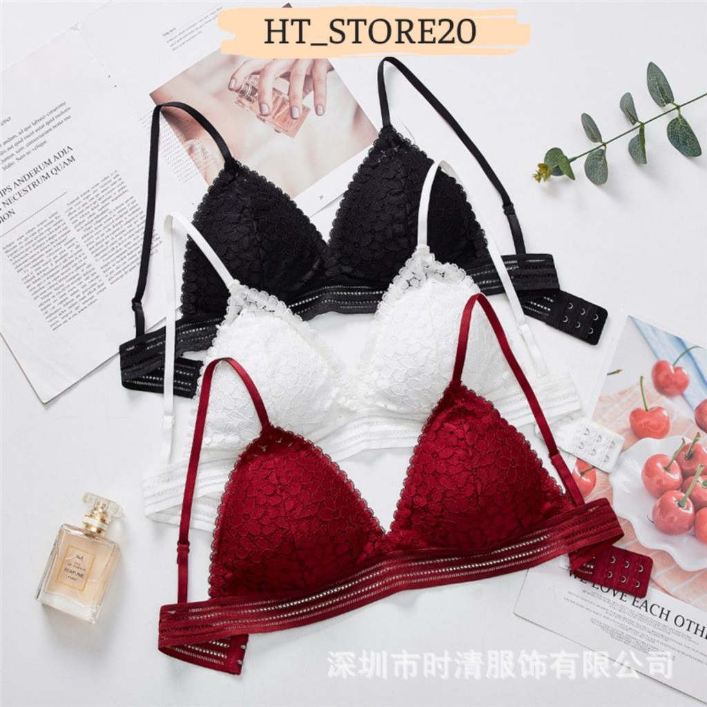 Áo bra ren nữ 2 dây đẹp, áo lót không gọng ren hoa quyến rủ VALICA 7313