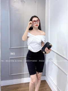 Áo lụa xoắn ngực cao cấp có bo chun sau lưng