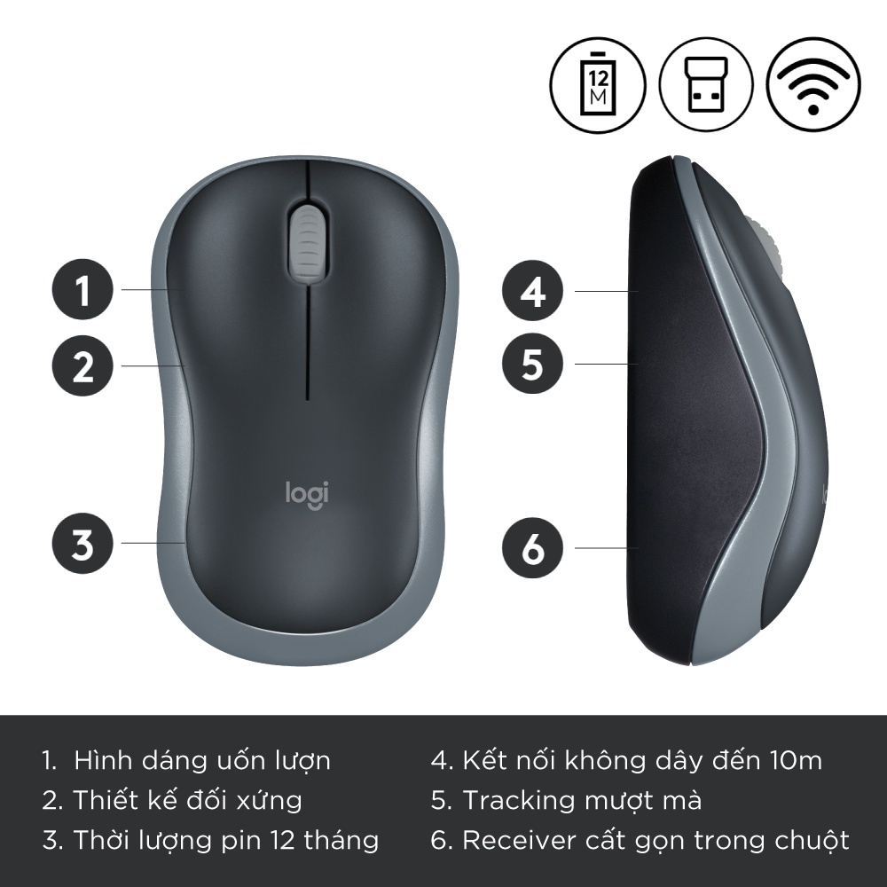 Chuột không dây Logitech dùng cho máy tính, laptop, chuột wireless nhỏ gọn tặng kèm miếng pad lót chuột - HAPOS