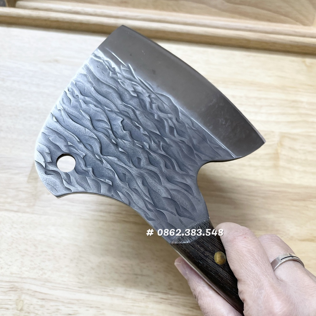 Dao chặt xương Nhật nội địa, lưỡi cực sắc, thép nguyên khối chống gỉ, họa tiết vân nổi, dao nặng 600g