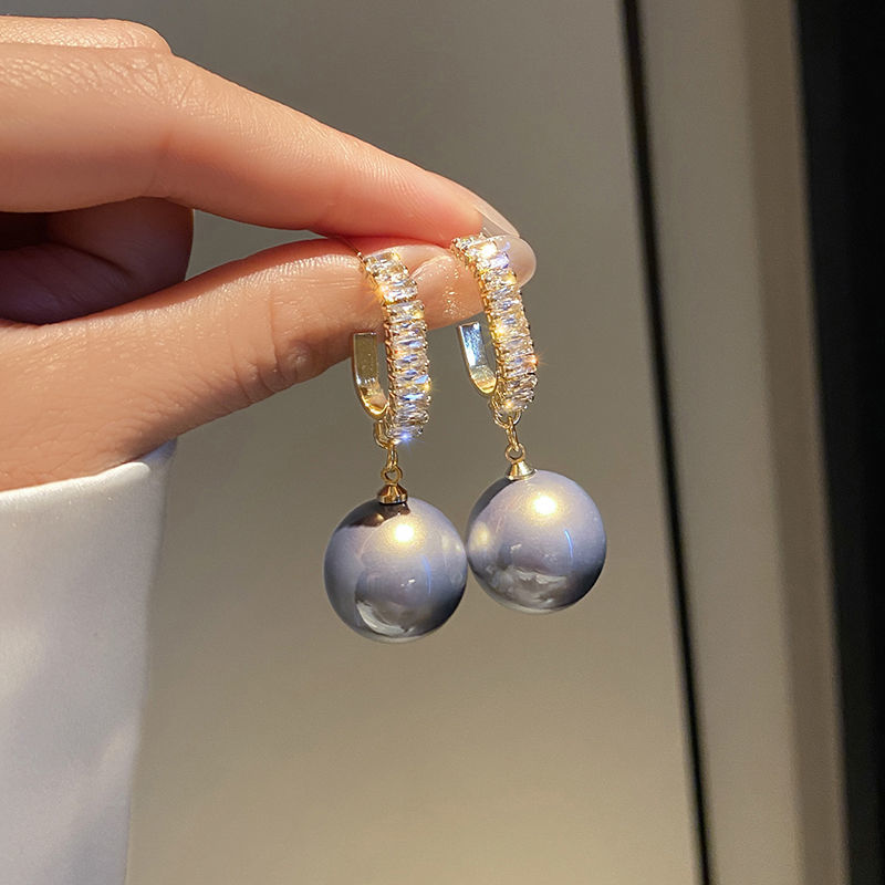 [luxury Pearl Earrings] hd-by-2021 new fashion temperament luxury S925 silver needle crystal pearl earrings