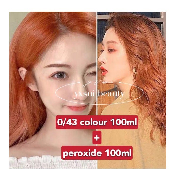 Thuốc Nhuộm Tóc Màu Cam Cần Tẩy Tóc - 0/43 Orange HAIR COLOR DYE CREAM 100ML/Orange hair