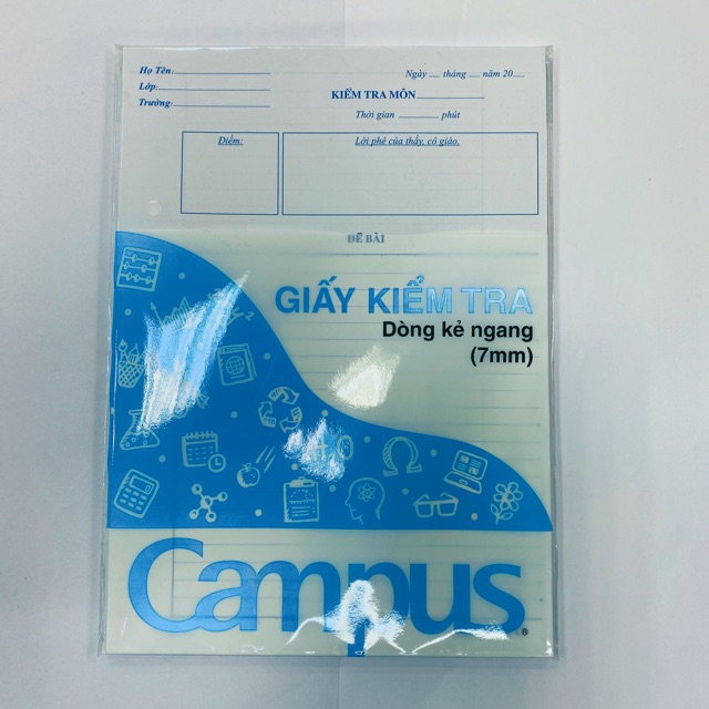 Giấy kiểm tra kẻ ngang campus, đẹp, không nhoè