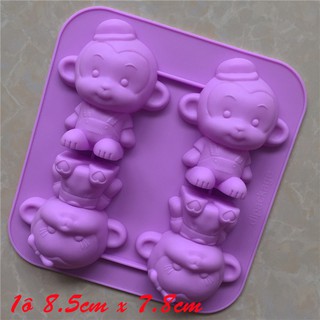 HCM - Khuôn silicon khỉ hoạt hình kute đổ rau câu pudding, làm bánh bông lan
