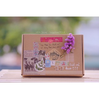 Decor Hộp quà handmade theo yêu cầu - viết chữ thông điệp kèm thiệp và giấy lót