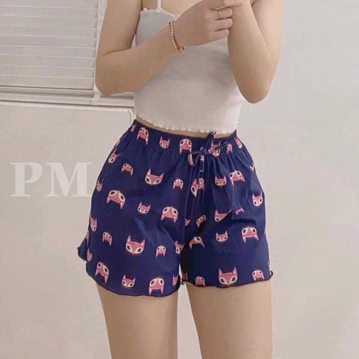 Quần đùi nữ mặc nhà chất cotton họa tiết hoạt hình dễ thương ,cạp chun co giãn  thoáng mát
