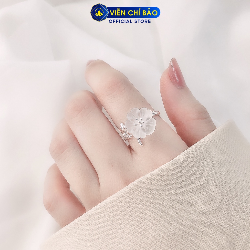 Nhẫn bạc nữ Hoa Mai trắng chất liệu bạc 925 thời trang phụ kiện trang sức nữ thương hiệu Viễn Chí Bảo N000405