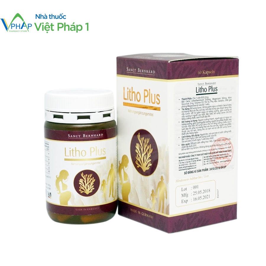 Viên Uống Litho Plus Bổ Sung Canxi, Vitamin D3 Và Kẽm Cho Bà Bầu Hộp 60 Viên