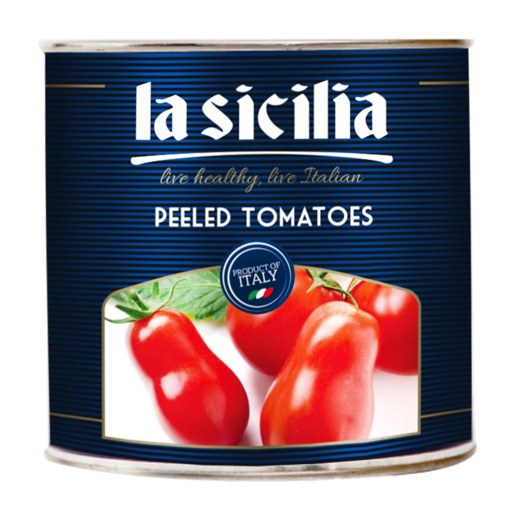 Cà chua lột vỏ nguyên trái La Sicilia lon 2.55kg [Date 8/2023]
