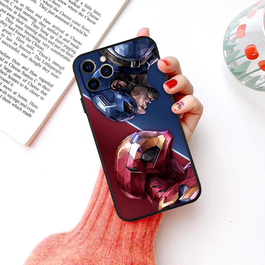 Ốp lưng iphone Siêu anh hùng iron man captain ốp vuông dẻo cho iphone 6 đến 13promax tr1206