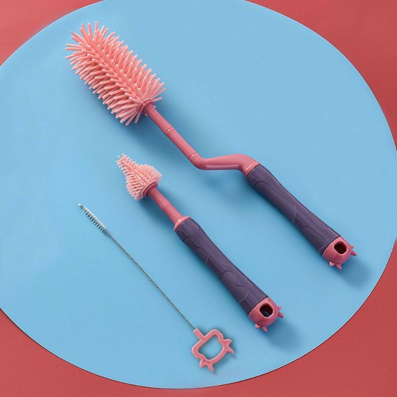 Cọ bình sữa Silicon cao cấp tay cầm xoay 360 độ dùng cho mọi loại bình - Sơ sinh