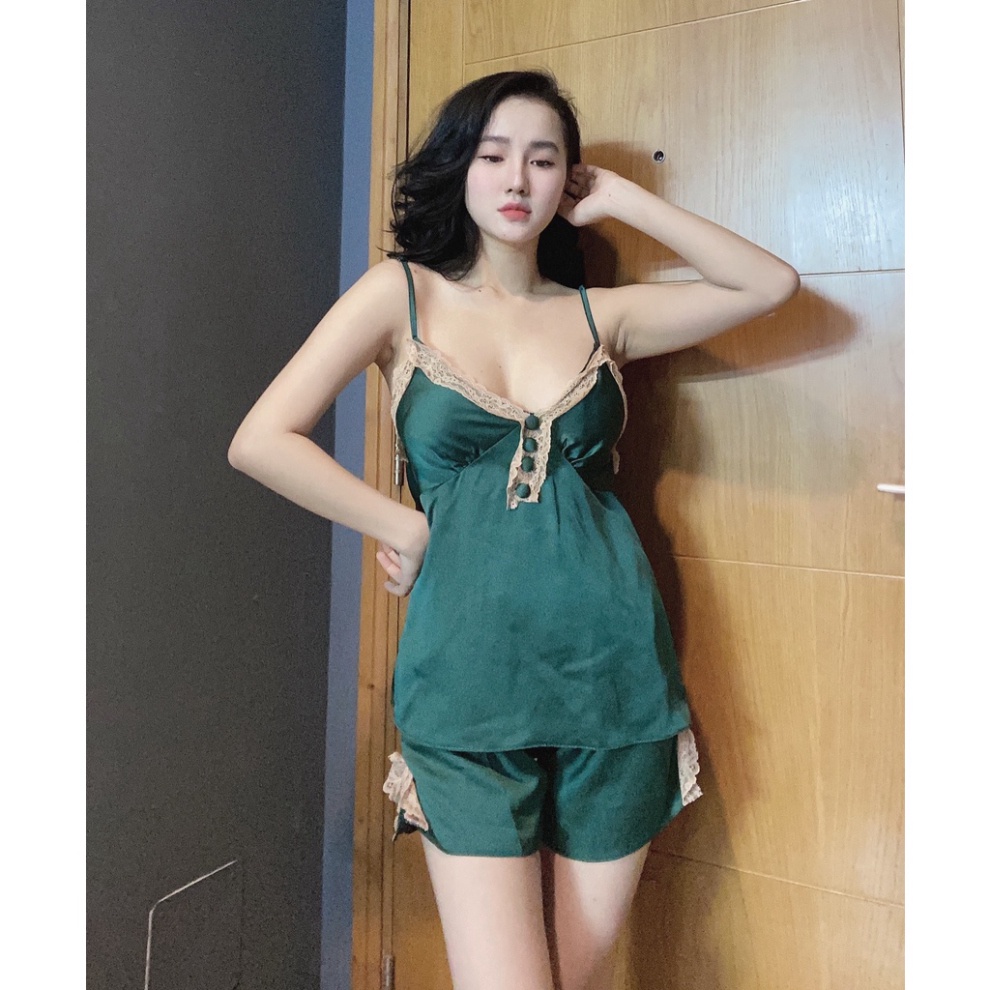 Đồ ngủ nữ 2 dây lụa satin ren cao cấp đẹp sexy gợi cảm giá rẻ 009 | BigBuy360 - bigbuy360.vn