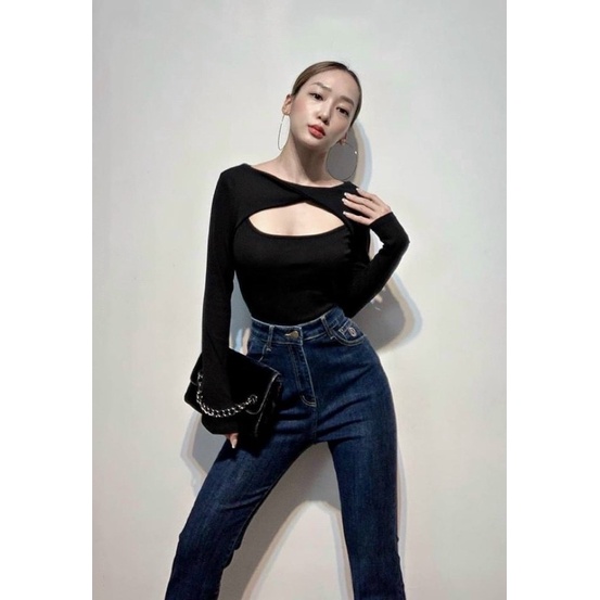 ÁO KIỂU THUN XOẮN KHOÉT NGỰC SANG CHẢNH MS13220