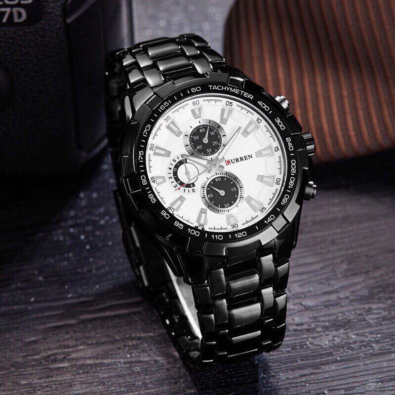 [CHÍNH HÃNG CHỐNG NƯỚC TỐT]&& ĐỒNG HỒ NAM CURREN DÂY INOX ( MÀU ĐEN VIỀN VÀNG ĐỒNG ) | BigBuy360 - bigbuy360.vn
