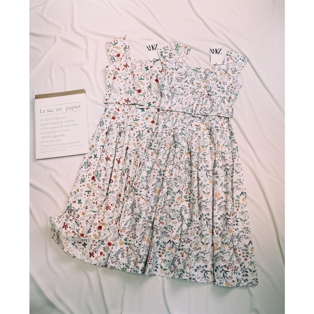 Chiếc đầm hoa nhí ZR kèm belt xinh xắn - Hàng y hình 100%