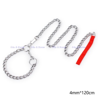 Bộ dây dắt dây xích chó mèo bằng sắt nhiều size dài 1m2 - có vòng cổ