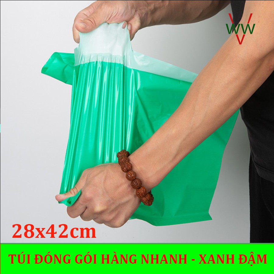 100 Túi ( 1 cuộn ) đóng gói hàng XANH ĐẬM size 28x42cm thay thế túi xi măng giá rẻ Hà Nội