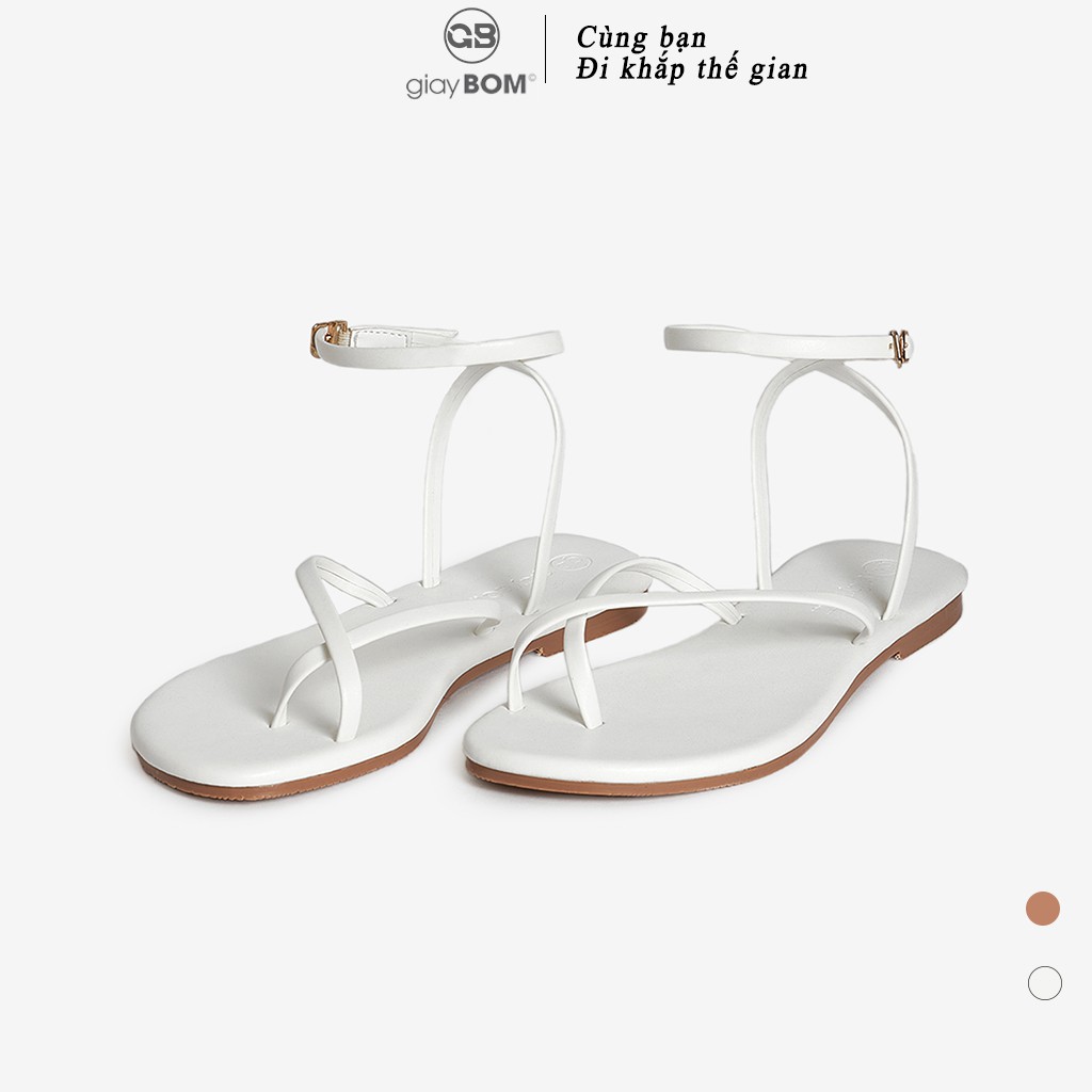 Giày sandal nữ giayBOM quai dây khóa cổ chân đế bệt GB00112