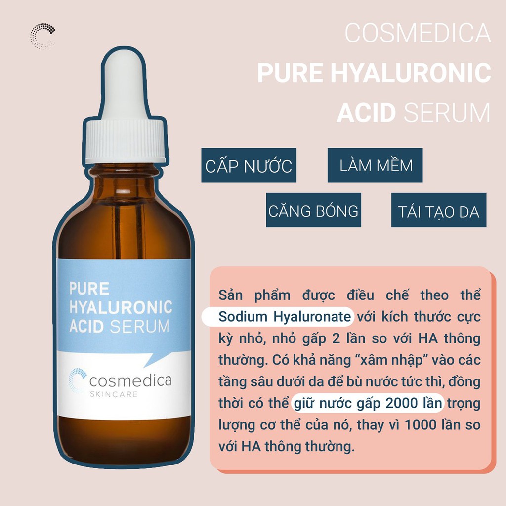 [Mã FMCGMALL -8% đơn 250K] Tinh Chất Cấp Nước Cho Da Cosmedica Pure Hyaluronic Acid Serum (30ml/60ml) | BigBuy360 - bigbuy360.vn