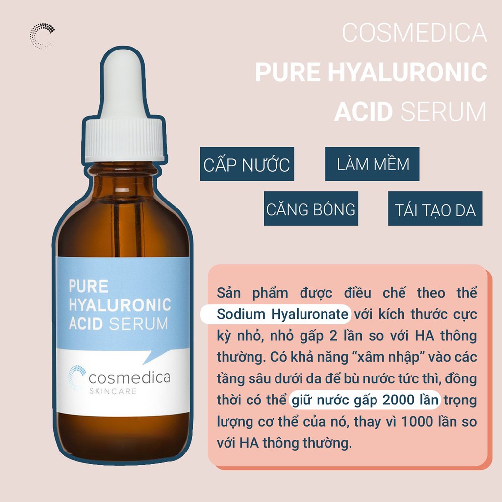 Tinh Chất Cấp Nước Cho Da Cosmedica Pure Hyaluronic Acid Serum 60ml