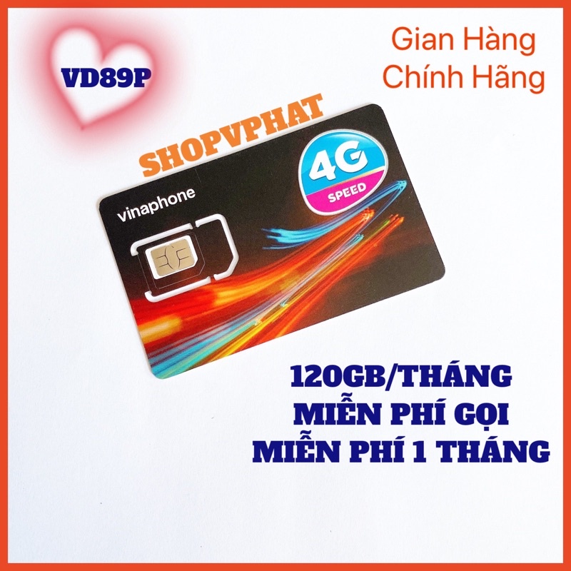 Sim 4G Vinafone VD89P-4GB/ngày-120GB/tháng-Free tháng đầu-miễn phí gọi