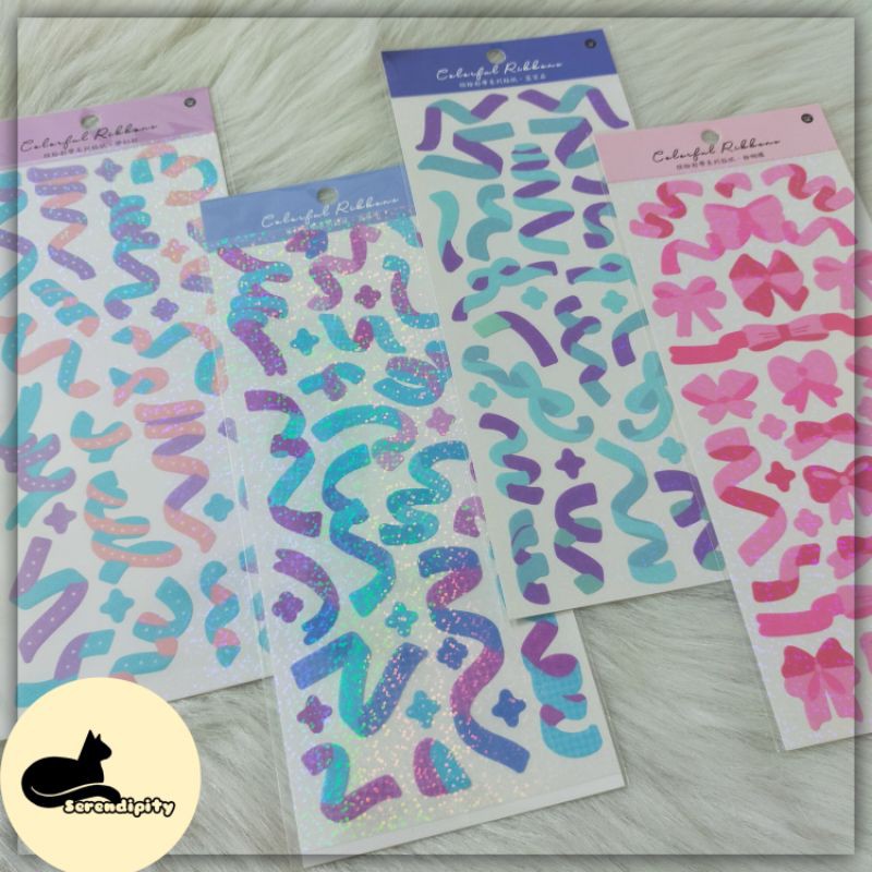 ♥ Sticker Colorful Ribbons - Sticker Trang Trí Sổ, Decor Top Loader ♥