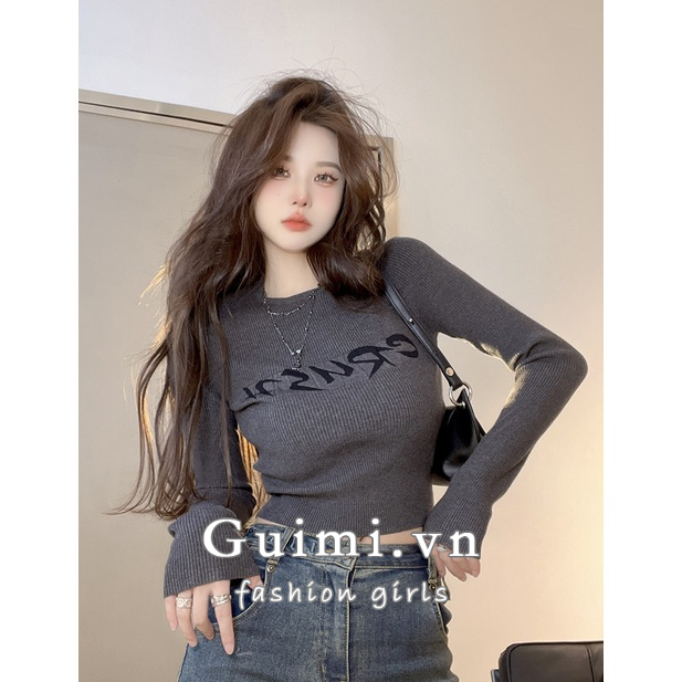 Áo Croptop Dệt Kim Mỏng Vừa Vặn Thời Trang Mùa Thu Mới Cho Nữ