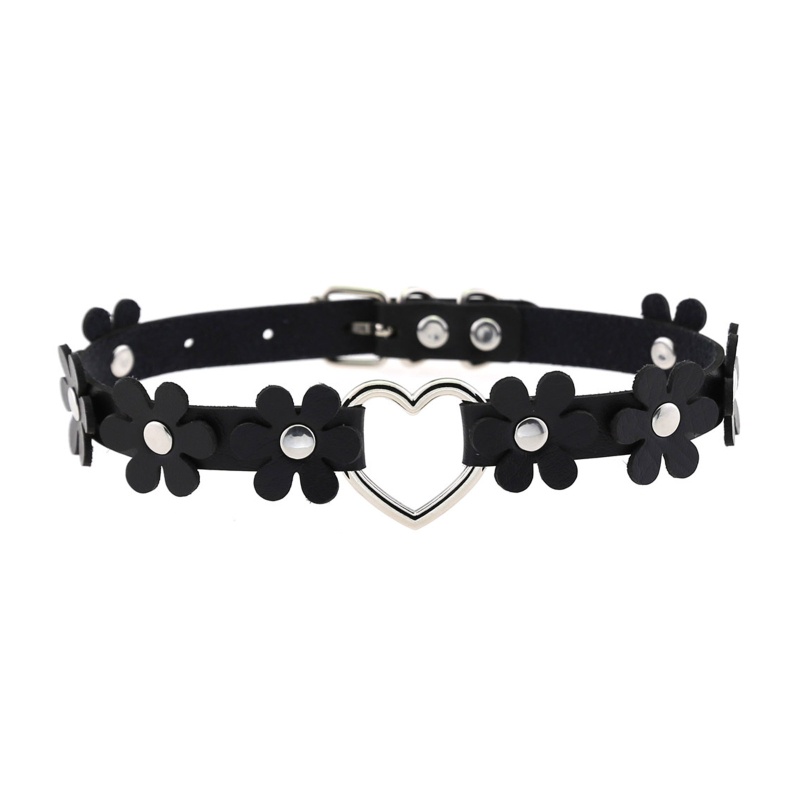Vòng Cổ Choker Da PU Mặt Hình Trái Tim Phong Cách Punk Thời Trang Dành Cho Nữ