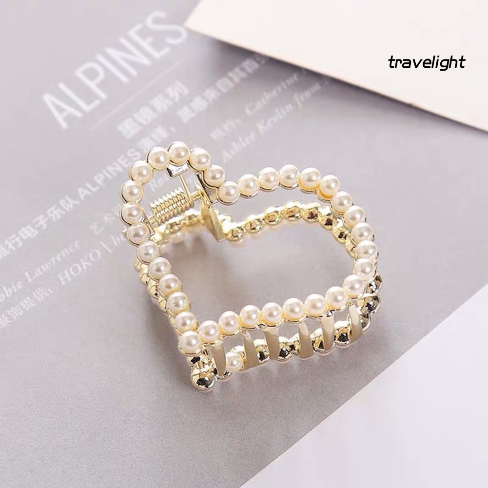 Kẹp Tóc Đính Ngọc Trai Giả Họa Tiết Hình Học/Trái Tim Xinh Xắn Cho Bé Gái