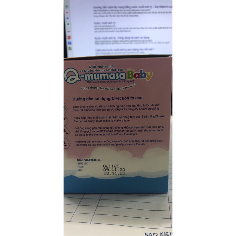 Nước muối sinh lý vô khuẩn cho bé Q-mumasa baby 10ml