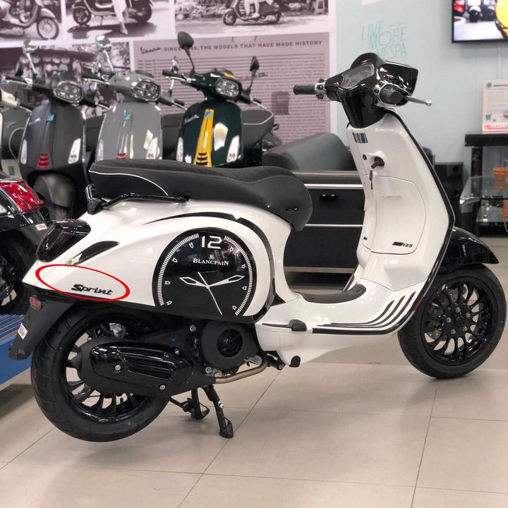 Trọn bộ tem nổi dán xe Vespa Sprint 125 3v ie màu đen tân trang xe như mới - G2906