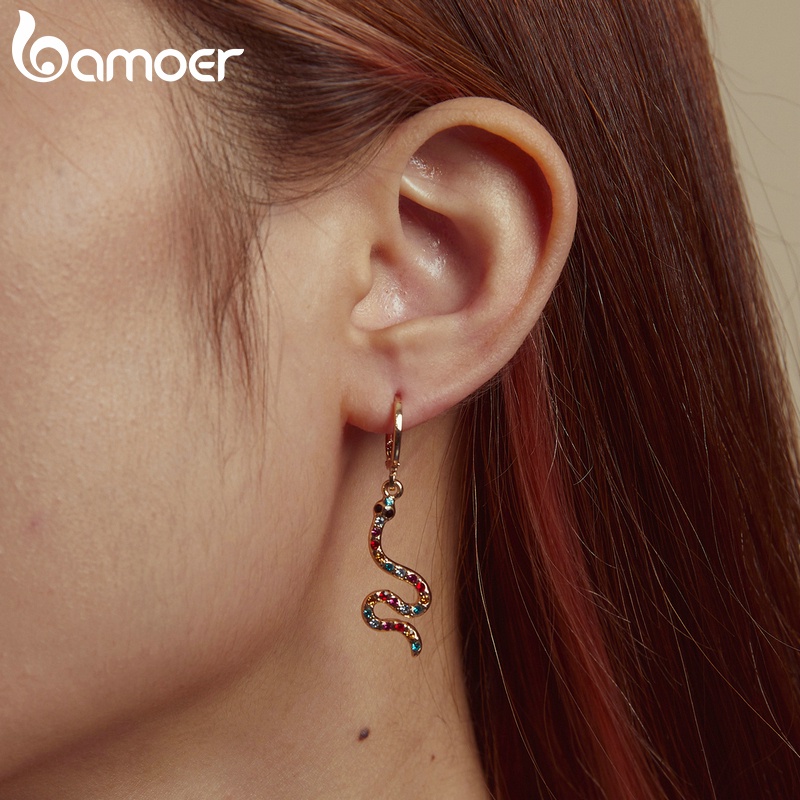 Bông tai Bamoer AIE076 hình rắn thời trang cá tính cho nữ