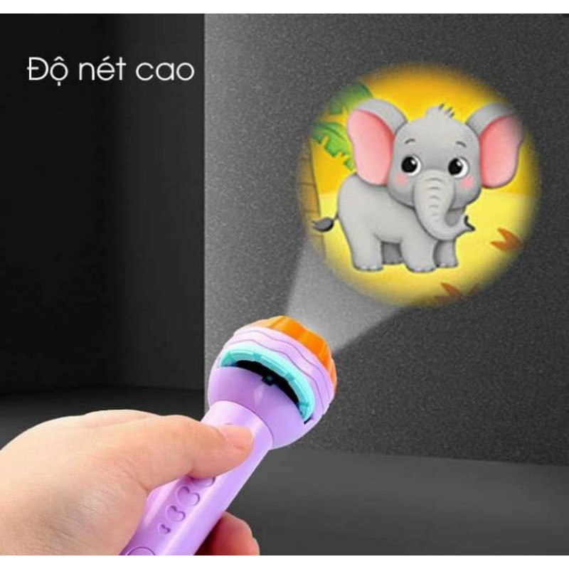 Đèn pin chiếu hình cho bé 24 hình động vật ngộ nghĩnh, đồ chơi cho bé phát triển trí tuệ bé vui chơi khám phá