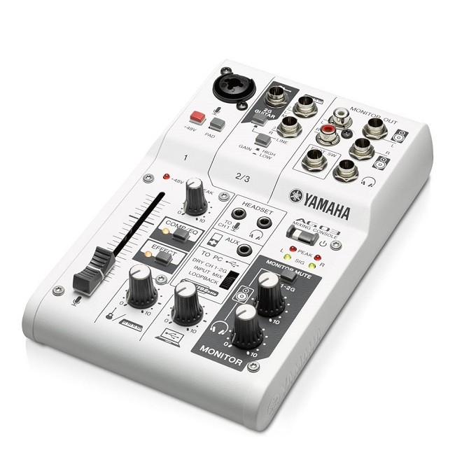 Mixer livestream chất lượng cao Yamaha AG03, bộ trộn âm thanh 3 kênh đa chức năng tích hợp USB interface, Chính Hãng
