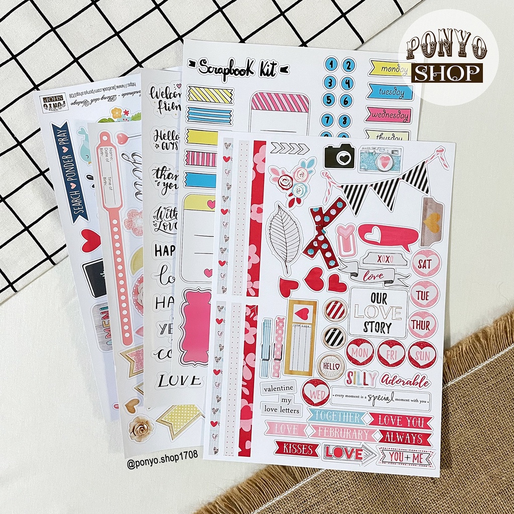 🐽 Sticker keo A4 trang trí sổ Scrapbook/ sổ Planner