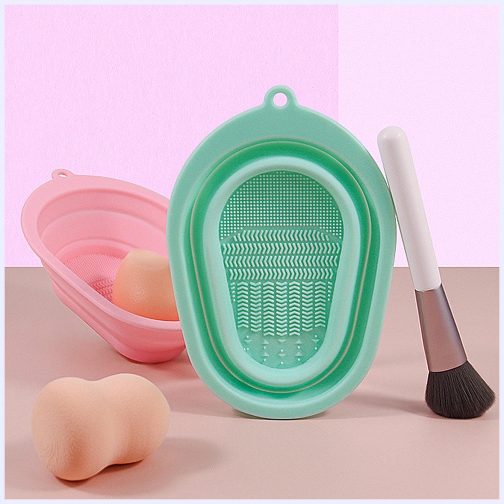 Miếng silicon làm sạch cọ trang điểm có thể thu gọn tiện lợi, miếng làm sạch mỹ phẩm, bông tẩy trang