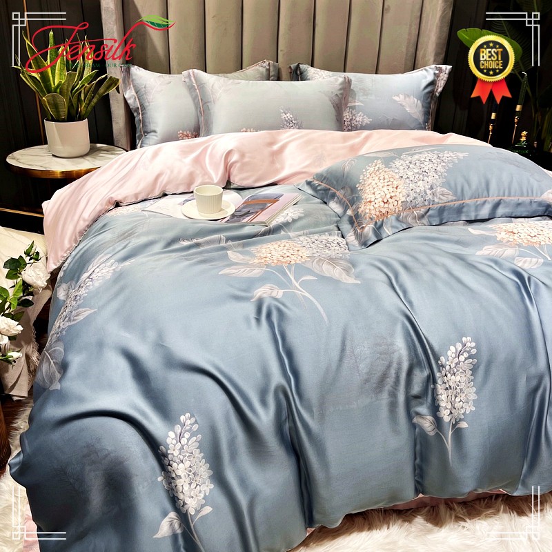 Bộ chăn ga gối 100%Tencel lụa mịn màng cho mùa hè 2021, Bộ 4 món tiêu chuẩn DESIGN 809-888