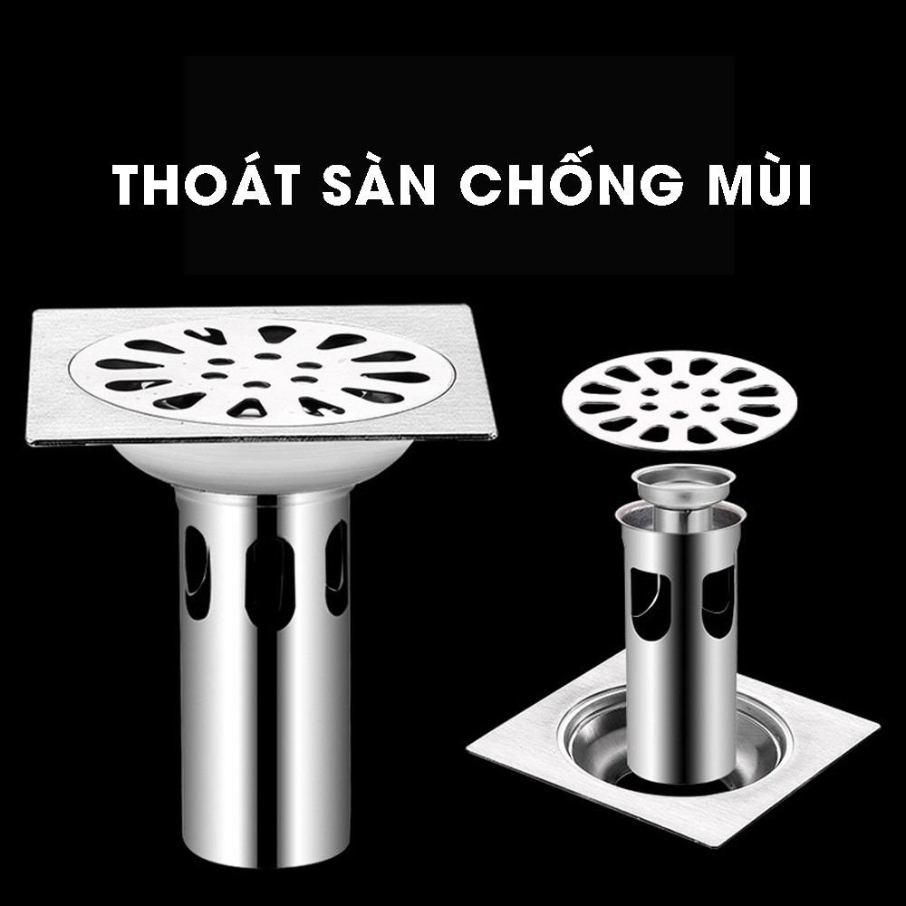 Ga phễu thoát sàn nhà tắm chống mùi lọc rác kết hợp xả máy giặt Minh House