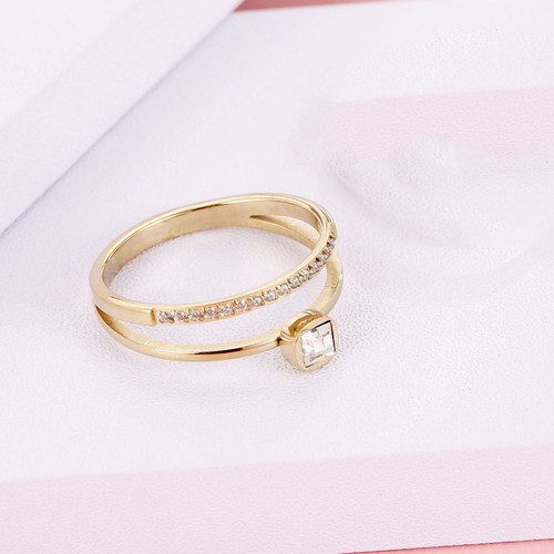 Nhẫn Nữ 2 Lớp Đính Đá Nhân Tạo Titan Ko Đen TT 3564