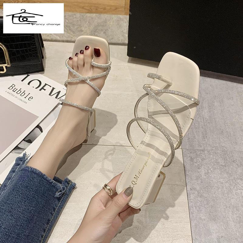 Dép Cao Gót Đính Đá Thời Trang Mùa Hè Dành Cho Nữ