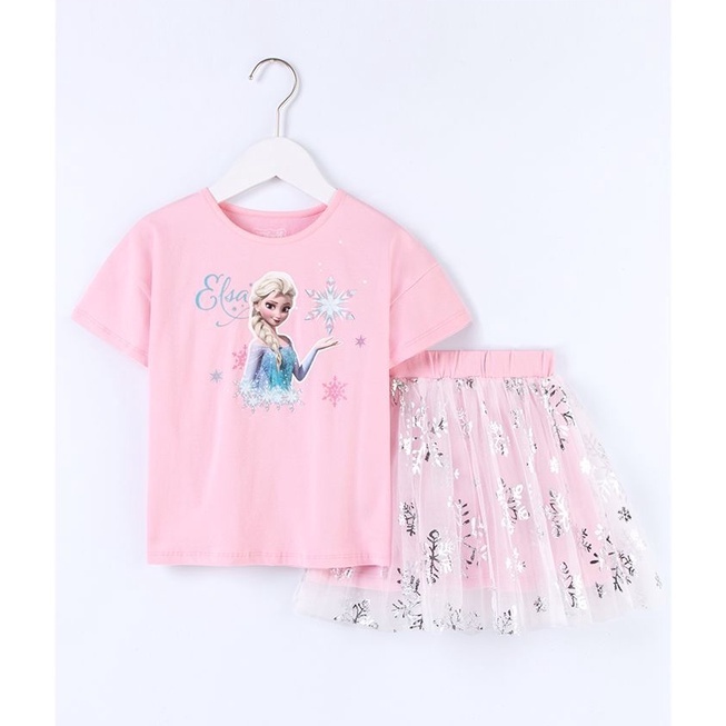 Sét áo thun và chân váy Elsa cho bé gái xinh xắn, đáng yêu