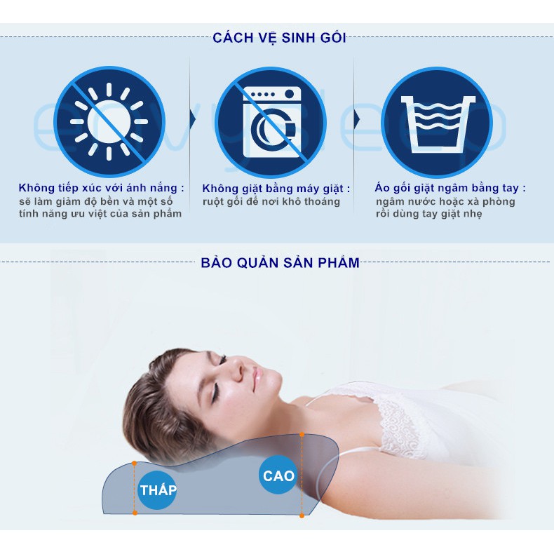 Gối nằm cao su non Envysleep giúp nâng đỡ vai gáy, hỗ trợ giảm gáy ngủ, ngang 50 cm