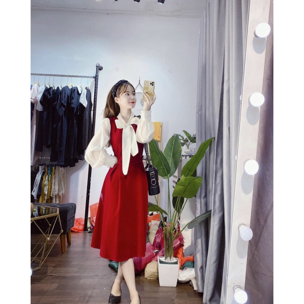[xả kho] váy bầu cao cấp cực sang chảnhchất lụa nhung siêu siêu mátfrom rộngfree size 43~67kg