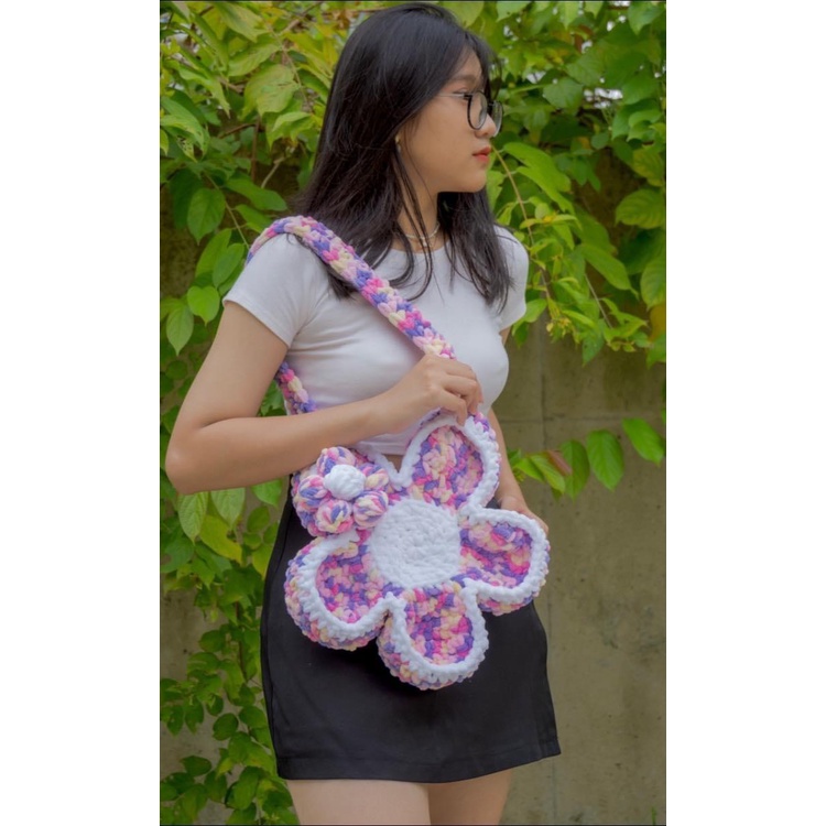 Túi Len Loang Bông Hoa Cúc - Flower Blooming Bag - Nhận Mix Màu/Ship Gấp Theo Yêu Cầu