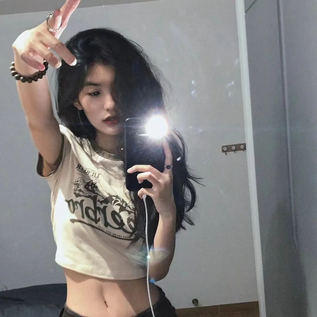 Jiashucheng Áo Thun Crop Top Tay Ngắn Phong Cách Mới Siêu Hot Retro Hợp Thời Trang Cho Nữ