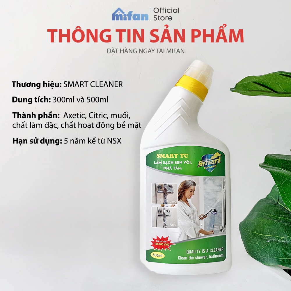 Nước Tẩy Rửa Sen, Vòi Inox, Tường Sàn Gạch Nhà Tắm SMART tc - Làm Sạch Cặn Canxi, Vết Bẩn Lâu Ngày